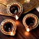 Pack of 3 Brass Flower Engraved Diya Oil Lamp